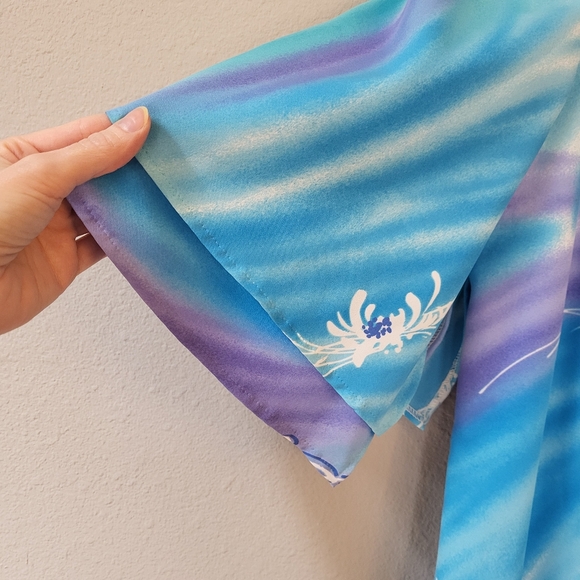 VTG 70s Liberty House Of Hawaii Maxi Dress Size 14 Blue Purple Floral Polyester - Picture 6 of 12